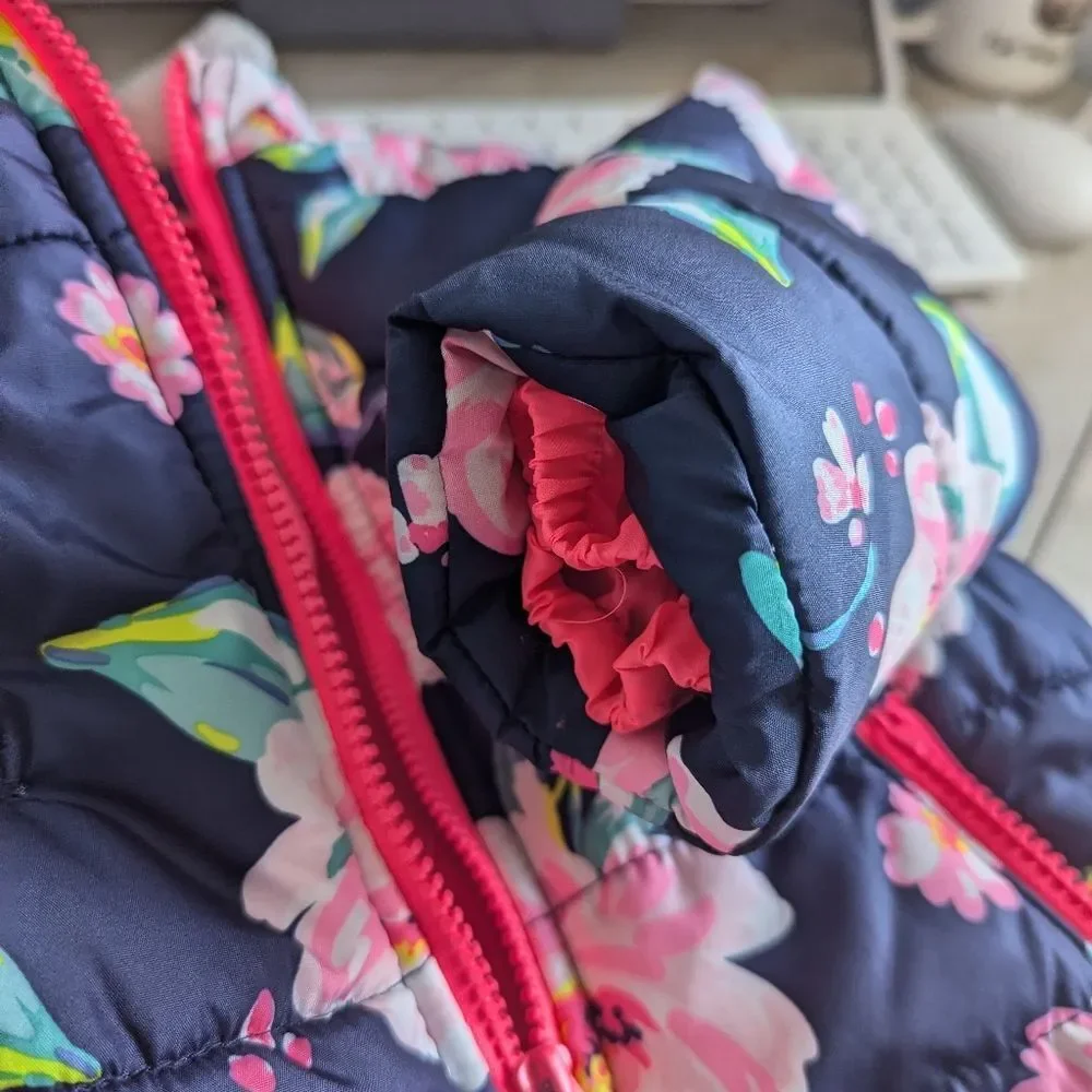 Carter's Blue Pink Floral Toddler Girl Puffer Jacket 24 Months